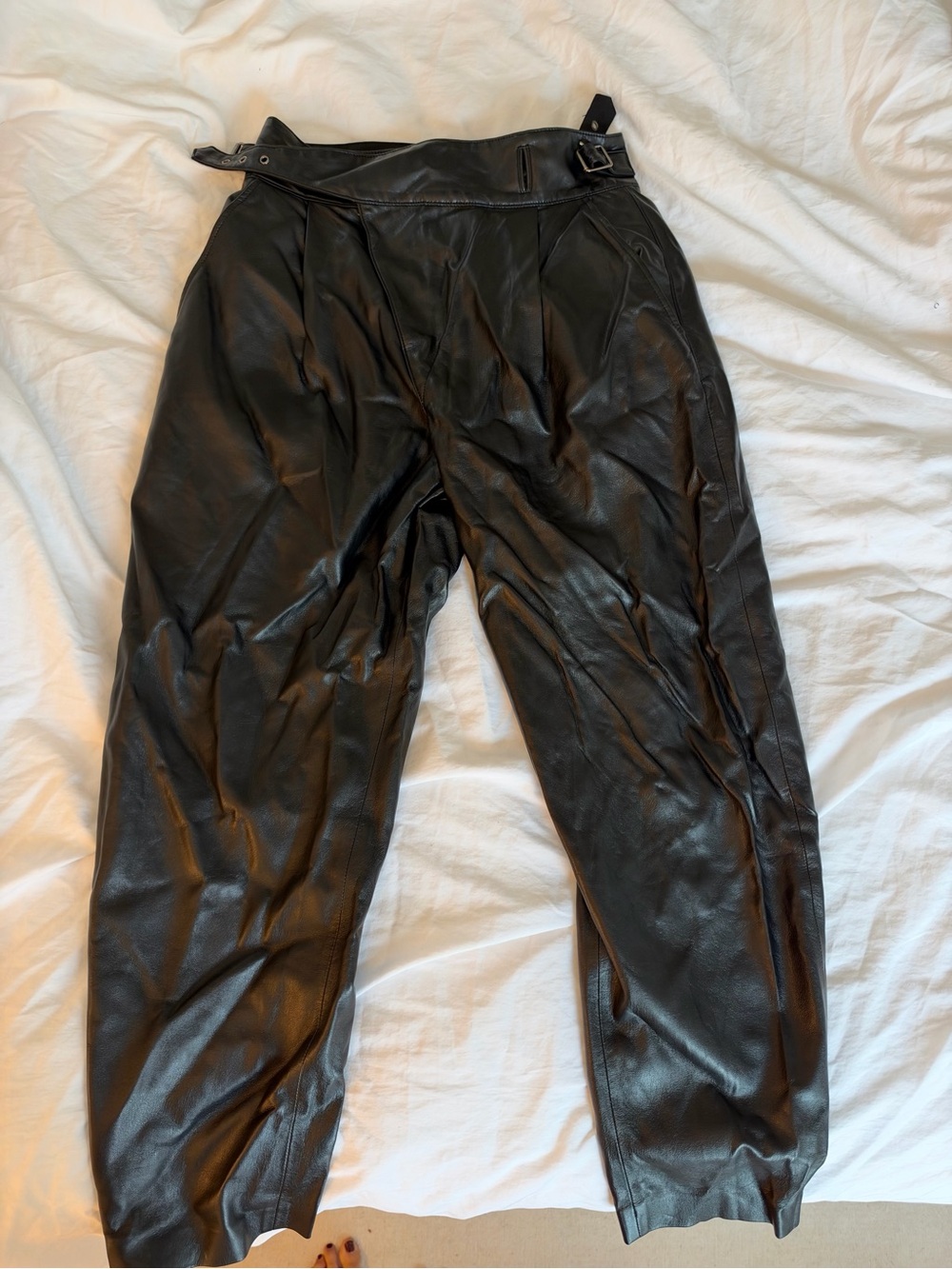 Agolde Black Faux Leather Relaxed Tapered Men's Pants